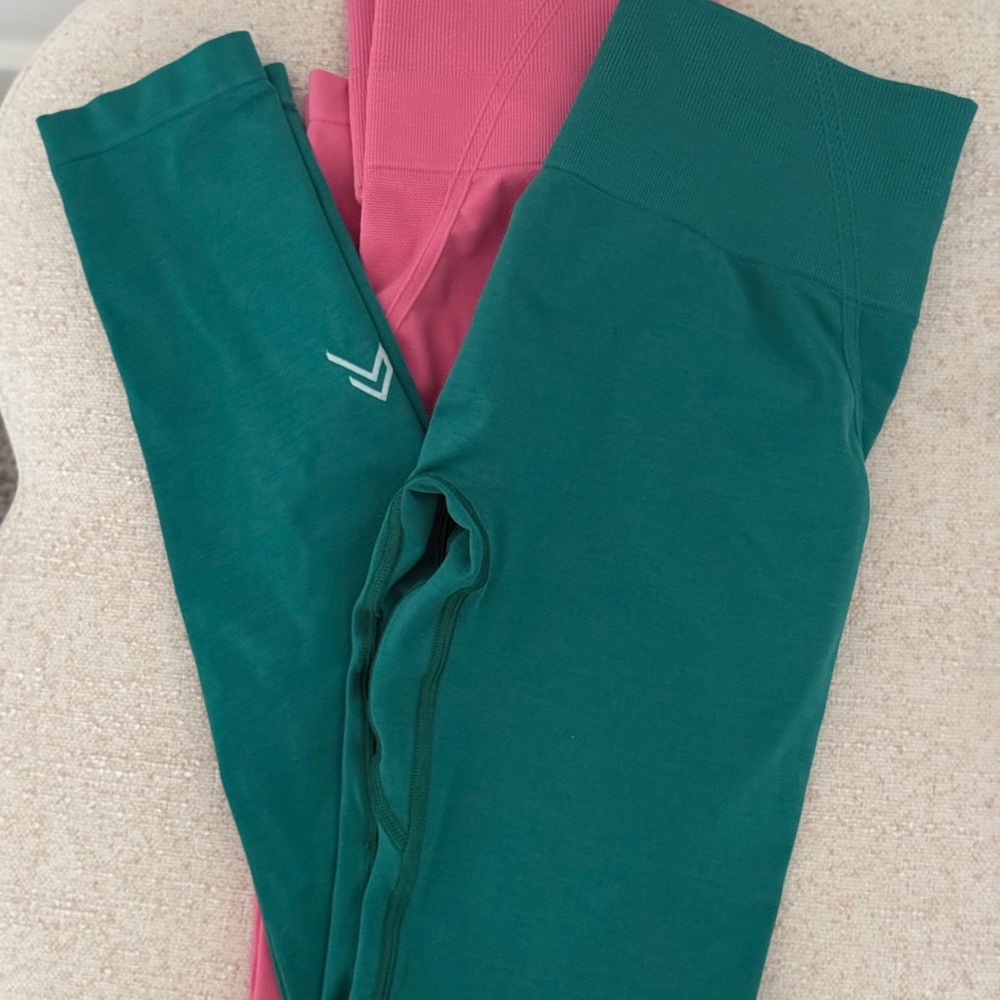 Oner Active Seamless Leggings - Teal Green & Pink